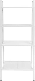 White Ladder Bookcase 4 Tiers Metal Mesh Shelf for Bathroom Living Room Office Display Storage Shelving Unit