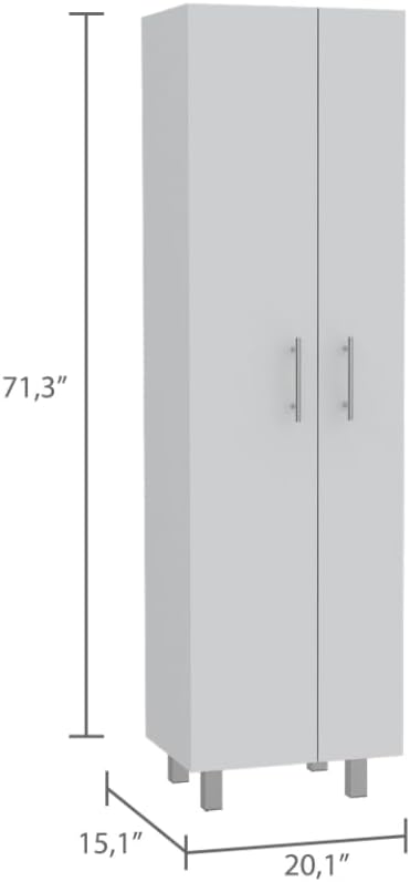 9-Shelf 2-Door 2-Piece Kitchen Set with Island and Pantry in White | Combines...