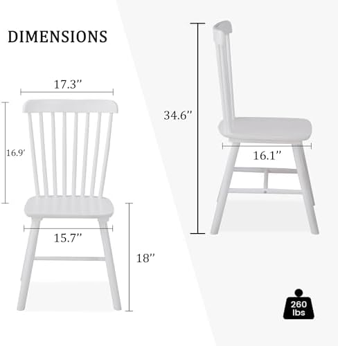 Dining Chairs Set of 6, Farmhouse Solid Wood Windsor Kitchen Chairs Set with ...