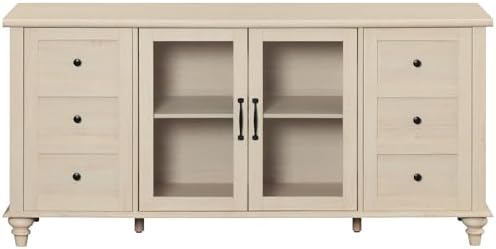 WAMPAT Sideboard Buffet Cabinet, Farmhouse Kitchen Storage Cabinet, Beige