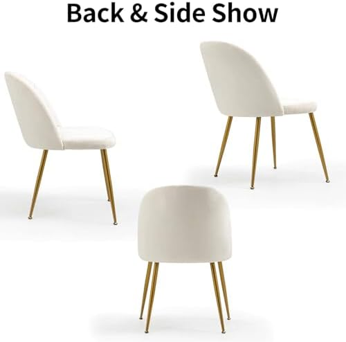 Velvet Dining Chairs Set of 4, Mid-Century Modern Upholstered Kitchen Chair w...