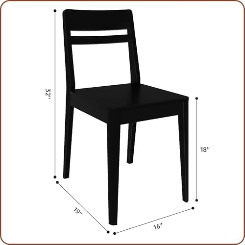 Grain & Grove Crew Dining Chair, Set of 2, Solid Rubberwood Frame, Engine...