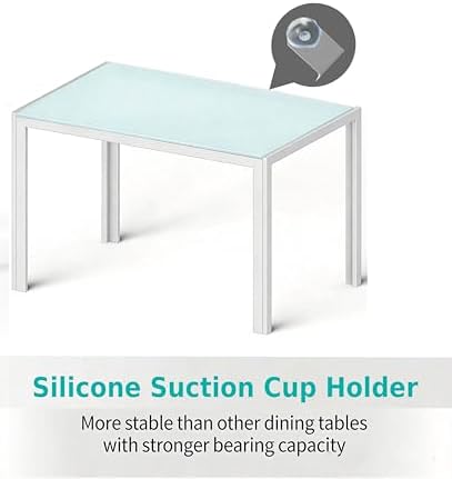 Gizoon White 5 Piece Glass Dining Table Set, Kitchen Table and Chairs for 4