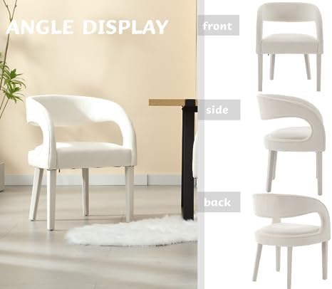 CIMOTA White Upholstered Dining Chairs Set of 6 Modern Kitchen & Dining R...