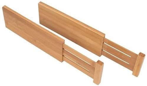 6-Pack Drawer Dividers 2.6-Inch High Dresser Drawer Organizer 16 to 22 Inch | Bamboo, Spring Loaded, No Tools Needed, Fits Wide Drawers for Socks, Clothes, Utensils, Bedroom, Bathroom, Kitchen, Office