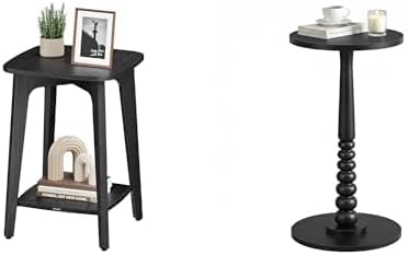 VASAGLE Small Square End Table, Round End Drink Table, Charcoal Gray ULET236B...
