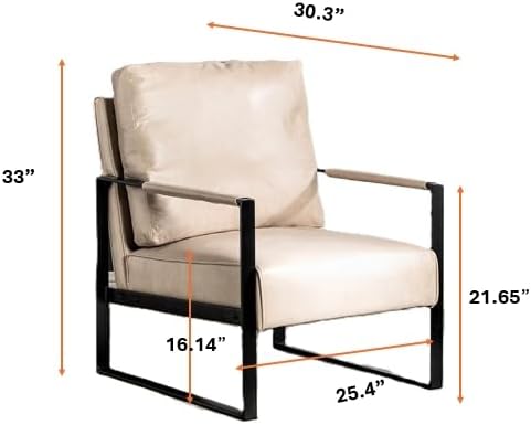 Direct Classic Mid Century Modern Accent Chair with Durable Square Metal Fram...