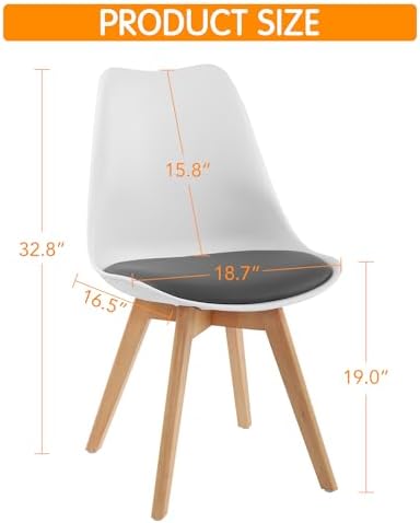 LSSBOUGHT Mid Century Modern Dining Chairs,Shell Lounge Plastic Side Chair wi...