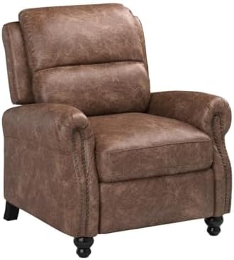 CANMOV Pushback Recliner Chair Faux Leather Armchair Push Back Recliner with ...