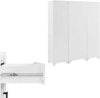 3-Piece Kitchen Storage Cabinet Set, Tall Pantry with Shelves and Drawers, Modern Farmhouse Style, (Distressed White)