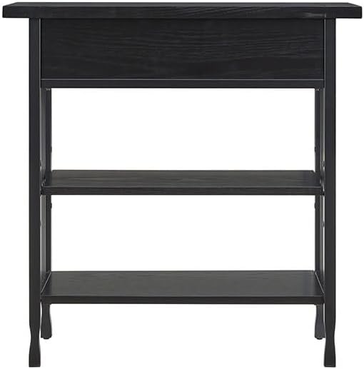 Leick Home Ironcraft Bookshelf, Solid Wood, 1 Drawer, 2 Shelves, Blackened Hardware, Slatted Sides, Easy Assembly, Black Wash, 12 in W x 30 in L x 30 in H, Item 11261-BK