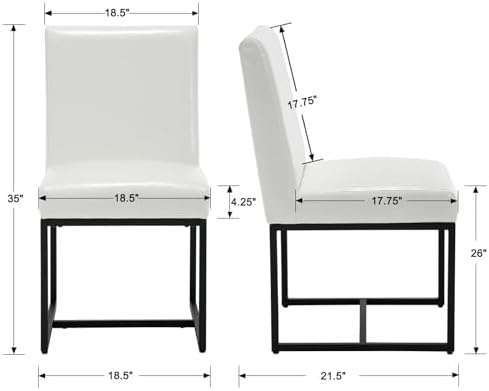 VESCASA Faux Leather Upholstered Dining Chairs with Black Metal Frame, Mid Ce...