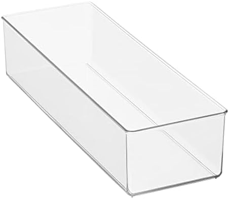 mDesign Plastic Drawer Organizer Box, Long Storage Organizer Bin Container; for Closets, Bedrooms, Use for Leggings, Socks, Ties, Jewelry, Accessories - Lumiere Collection - Clear