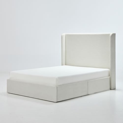Full Size Upholstered Platform Bed Frame, 53.5" High Headboard Carmen Wi...