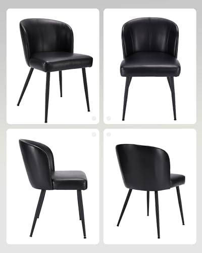 Susalt Upholstered Faux Leather Dining Chairs Set of 4, Black