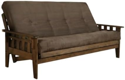 Kodiak Furniture Tucson Full Size Futon Set in Rustic Walnut Finish, Suede Gray