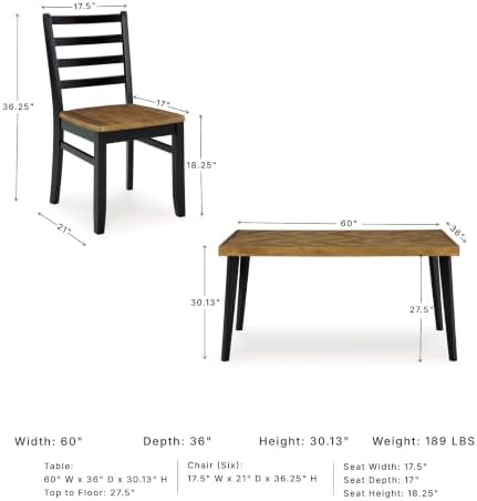 Signature Design by Ashley Blondon 7-Piece Wood Dining Table Set for 6