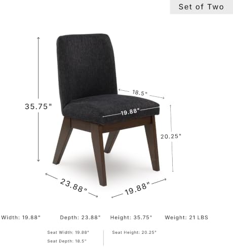 Signature Design by Ashley Dining Chairs Set of 2, Black Upholstered