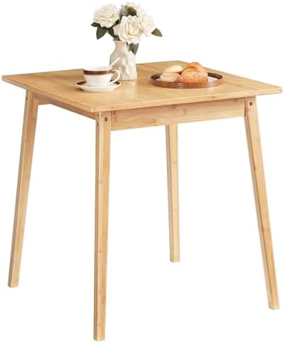 HOOBRO Bamboo Dining Table, Square Dining Table for 2, 27.6" Kitchen Tab...