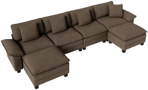 PHI VILLA Oversized 6-Seat U Shaped Modular Cloud Couch Sectional Sofa | Gray...