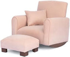 Toddler Personalized Armchair, Kids Upholstered Rocking Chair with Personalization, Toddler Chair with Personalized Name, Comfy Child Armchair, (Blush Suede, Rockers)
