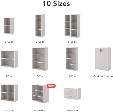 Homes: Inside + Out Apexa 2-Tier Cube Storage Organizer Shelves, Stackable Wo...