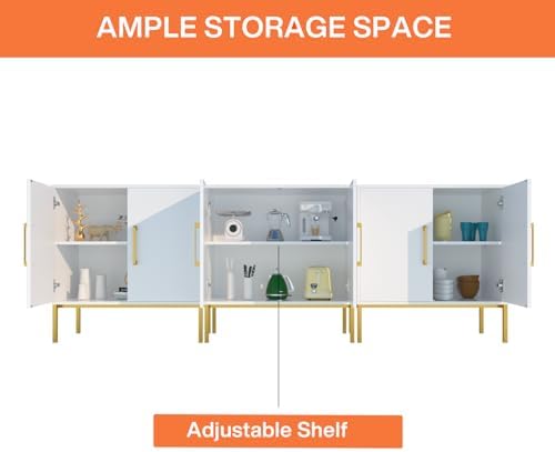 JOZZBY Buffet Sideboard Cabinet Set of 3 with Storage and Adjustable Shelves,...