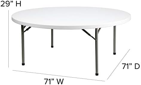 Flash Furniture 6-Foot Round Granite White Plastic Folding Table