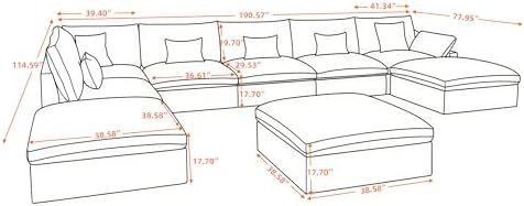 Cloud Couch for LivingRoom,190" U Shaped Modular Sectional Couch with St...