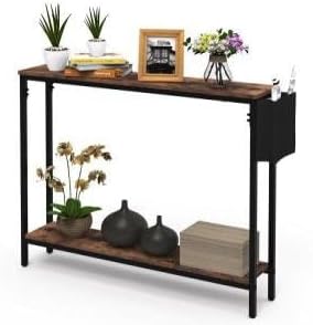 Bigbiglife 39.4" Console Entryway Table, 2-Tier Industrial Narrow Sofa T...