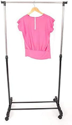 Single-bar Horizontal-stretching Stand Clothes Rack (Black & Silver)