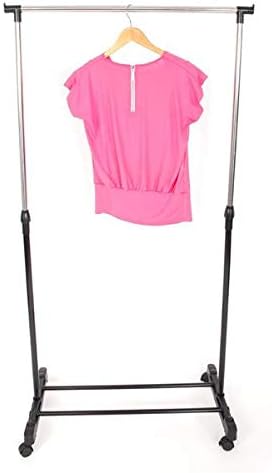 Single-bar Horizontal-stretching Stand Clothes Rack (Black & Silver)