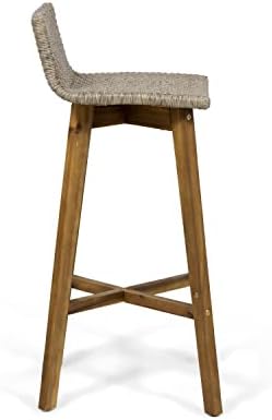 Christopher Knight Home La Brea Outdoor Acacia Wood and Wicker Barstools (Set...