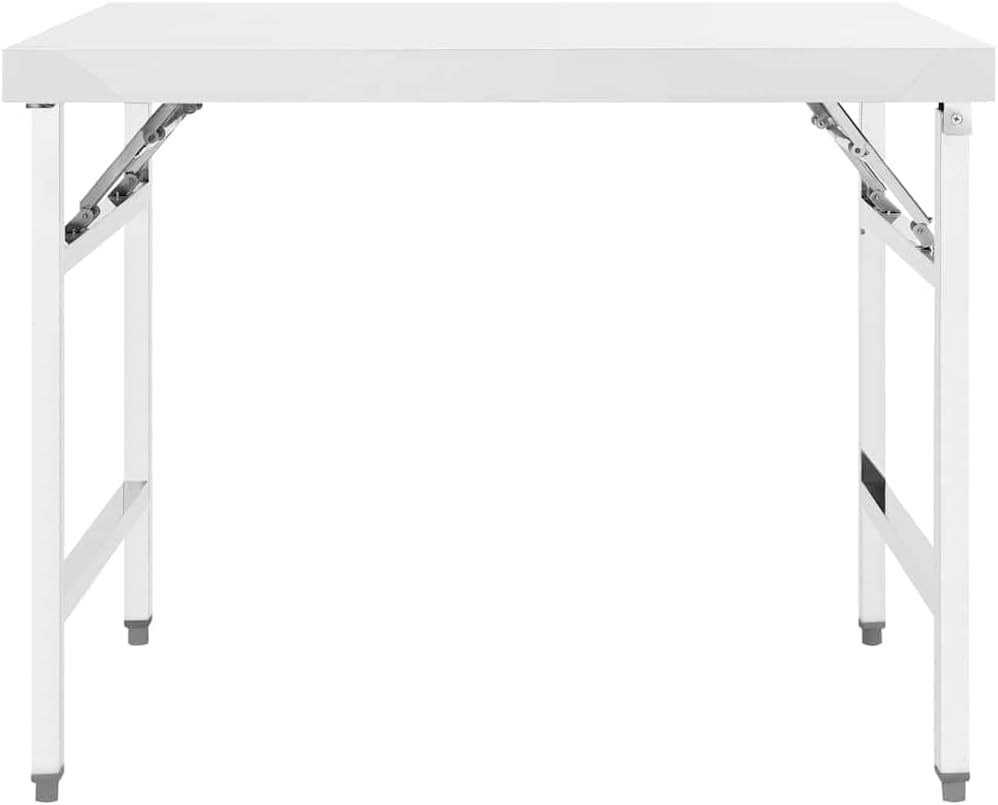 vidaXL Kitchen Folding Work Table 39.4"x24"x32" Stainless Steel