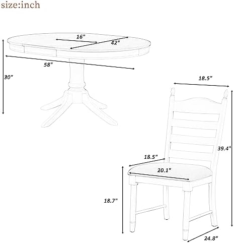 LUMISOL 5-Piece Solid Wood Dining Table Set for 4, Farmhouse Kitchen Table Se...