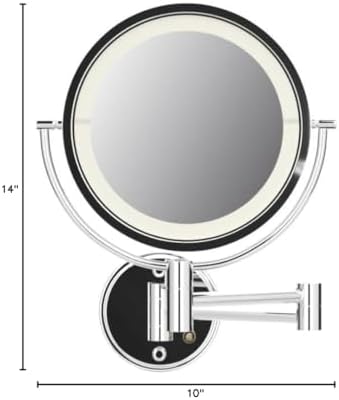 JERDON Hardwired Wall-Mount Makeup Mirror - 8X/1X - Chrome - HL88CLD