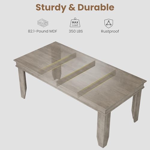 GarveeHome Farmhouse Dining Table for 6-8 People, 71 in Long Kitchen Tables w...