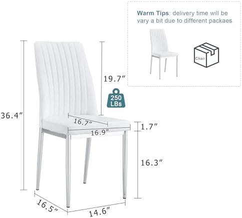 Upholstered Dining Chairs Set of 4, Mid-Century Modern Leather Dining Room Ch...