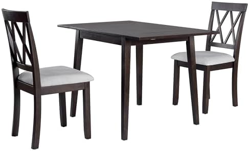 P PURLOVE 3 Piece Kitchen Dining Set, Wood Dining Table Set, Espresso
