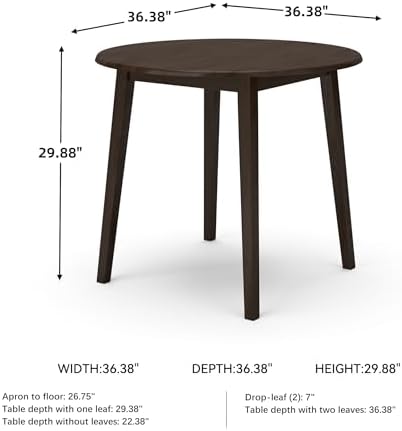Signature Design by Ashley Small Round Drop Leaf Dining Table, Brown