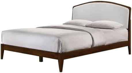 Pemberly Row Queen Platform Bed, Solid Wood Frame, Walnut Finish, Cream White...