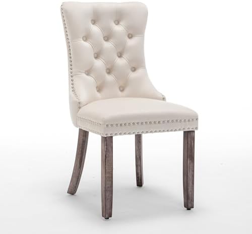 Velvet Dining Chairs, Tufted Kitchen & Dining Room Chairs, Beige, Set of 6