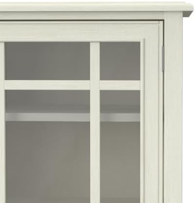 SIMPLIHOME Connaught 46" Wide Solid Wood Tall Cabinet in Antique White