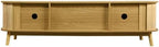 Bellemave Rattan TV Stand for up to 75", Modern Media Console with 2 Cabinets & 2 Drawers, Solid Wood Entertainment Center with Sliding Doors for Living Room, Bedroom (Natural)