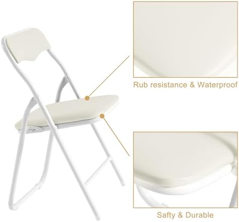 VECELO 5 Piece 24" Card Table and Chair Set, Square Padded Top, Beige