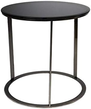 Telephone Table, Black Glass End Table Stainless Steel Frame Living Room Sofa...