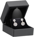 Allure - Luxury Earring Box With LED Light, Square Shaped Elegant Diamond Earring Case, For Unique Proposal, Engagement Or Wedding, Small, Black Velvet Interior Jewelry Display Gift Box.