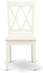 East West Furniture DOCL7-LWH-C 7 Piece Kitchen Table & Chairs Set Consist of a Rectangle Dining Table with Butterfly Leaf and 6 Linen Fabric Dining Room Chairs, 42x78 Inch, Linen White