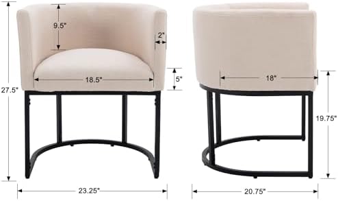 HNY Mid Century Modern Upholstered Barrel Dining Chairs with Arms Set of 2, L...