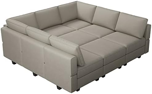 Belffin Modular Sectional Sofa with Ottomans Velvet Reversible Chaise Sleeper...